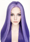 Purple Money Piece Straight Lace Front Synthetic Wig LF5105