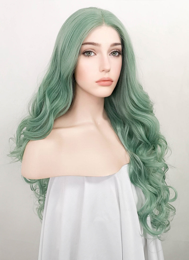 Pastel Green Wavy Lace Front Synthetic Wig LF5117