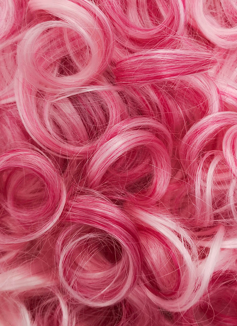 Pink Mixed Red Curly Lace Front Synthetic Wig LF5131