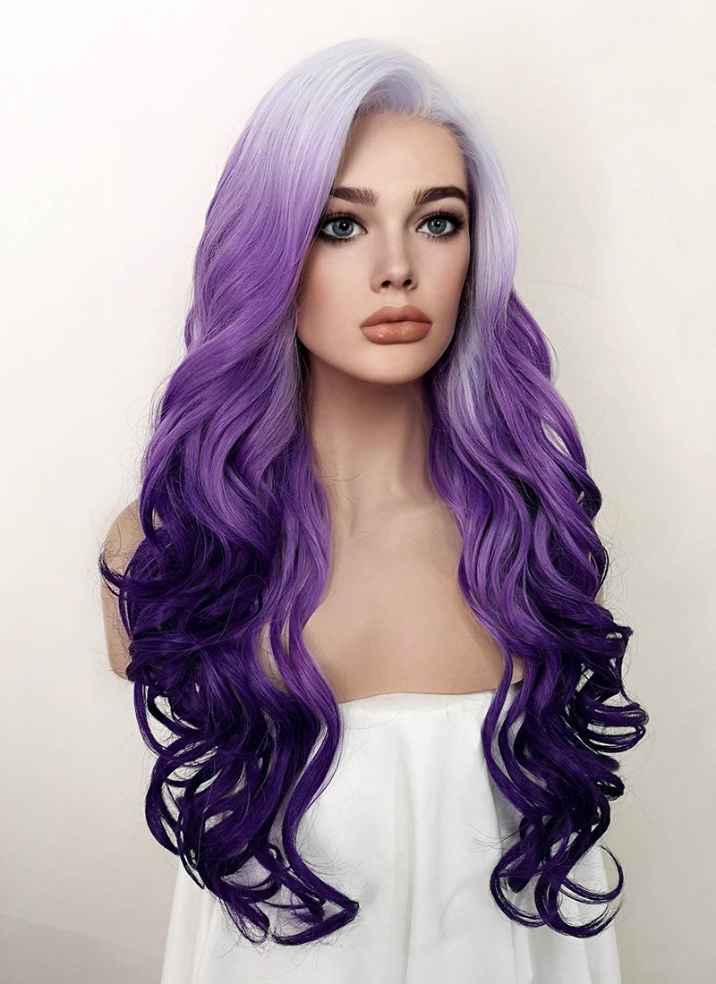 Purple Ombre Wavy Lace Front Synthetic Wig LF5136