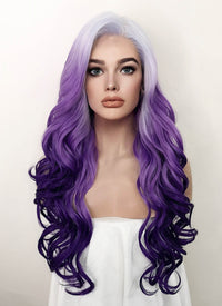 Purple Ombre Wavy Lace Front Synthetic Wig LF5136