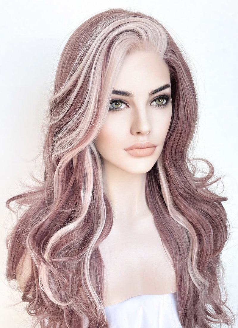 Two Tone Pink Wavy Lace Front Synthetic Wig LF5148