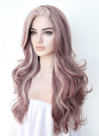 Two Tone Pink Wavy Lace Front Synthetic Wig LF5148