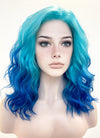 Two Tone Blue Wavy Lace Front Synthetic Wig LF5153