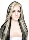 Blonde Mixed Black Straight Lace Front Synthetic Wig LF5155