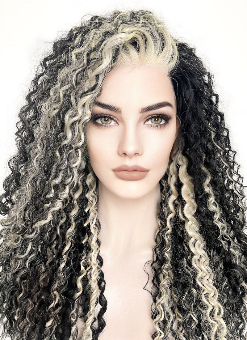 Black and white curly on sale wig