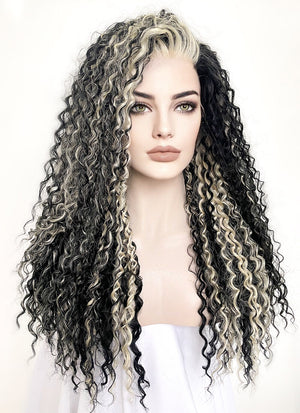 Blonde Mixed Black Curly Lace Front Synthetic Wig LF5160