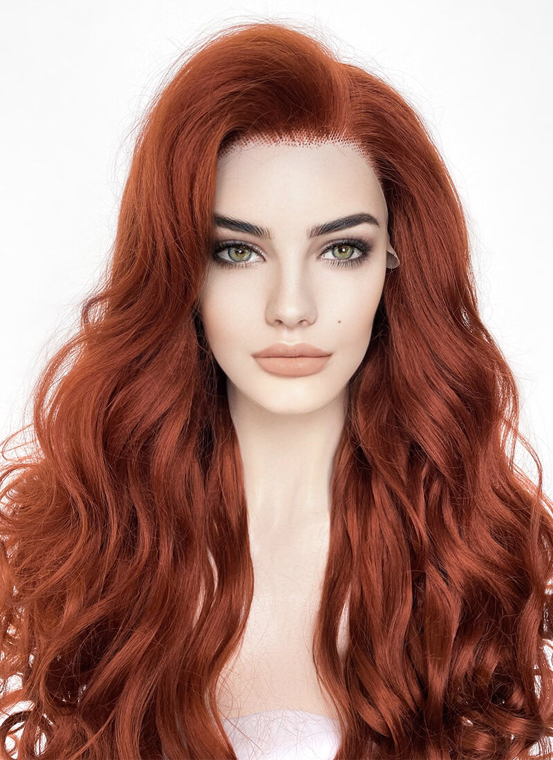 Auburn Wavy Yaki Lace Front Synthetic Wig LF5161