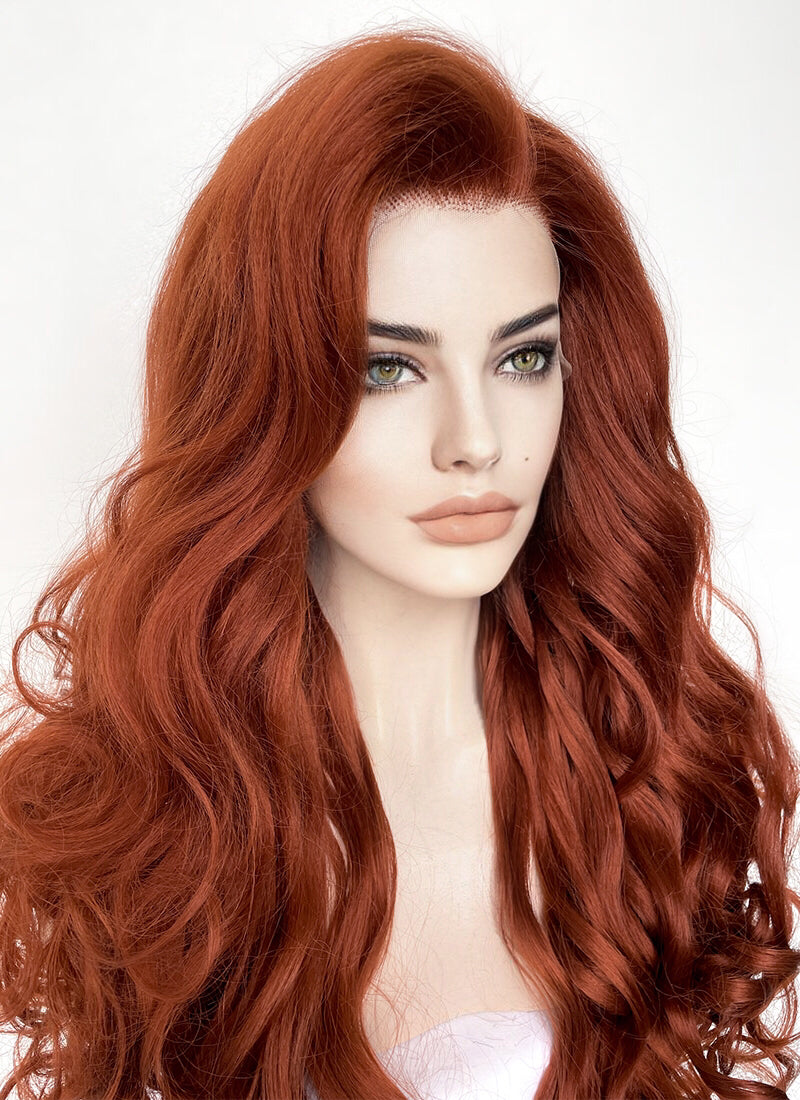 Auburn Wavy Yaki Lace Front Synthetic Wig LF5161