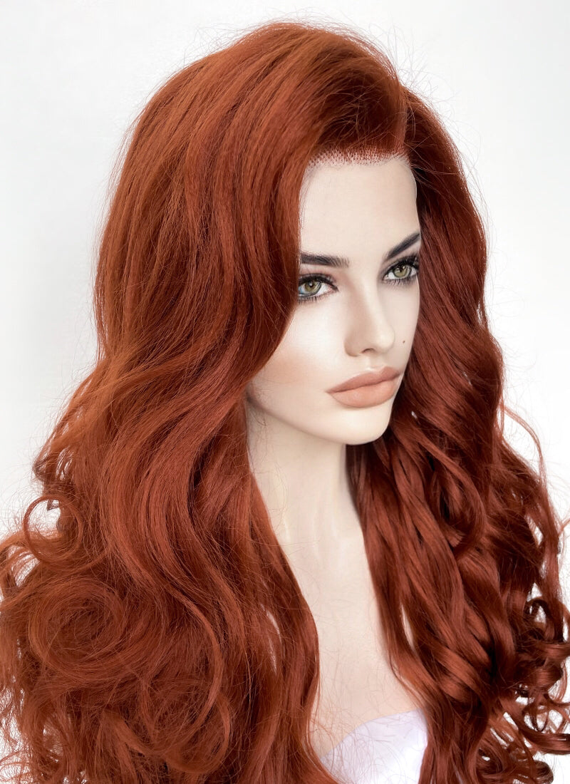 Auburn Wavy Yaki Lace Front Synthetic Wig LF5161