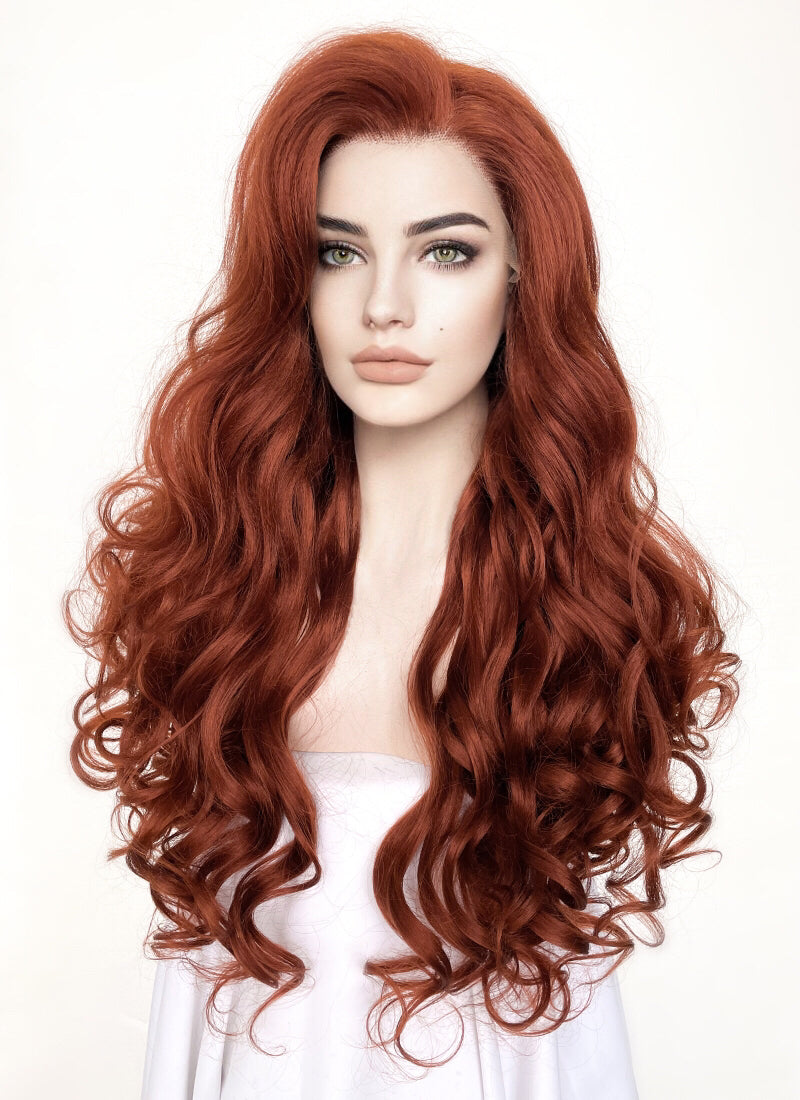 Auburn Wavy Yaki Lace Front Synthetic Wig LF5161