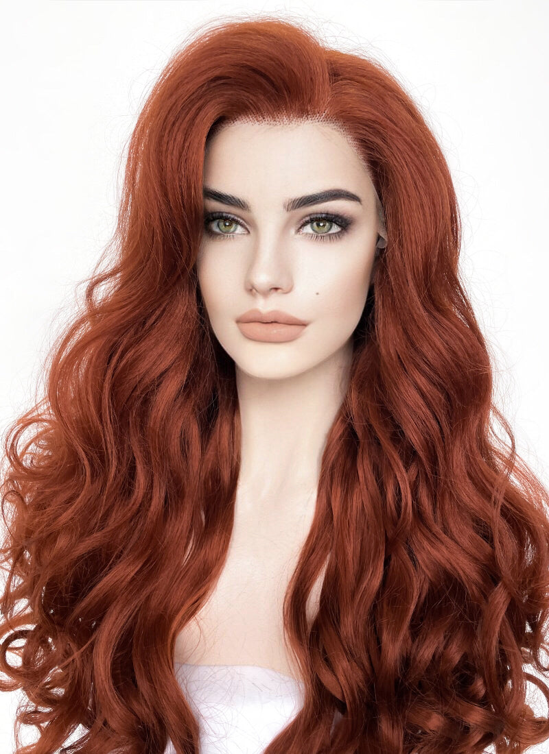 Auburn Wavy Yaki Lace Front Synthetic Wig LF5161