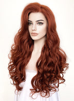 Auburn Wavy Yaki Lace Front Synthetic Wig LF5161
