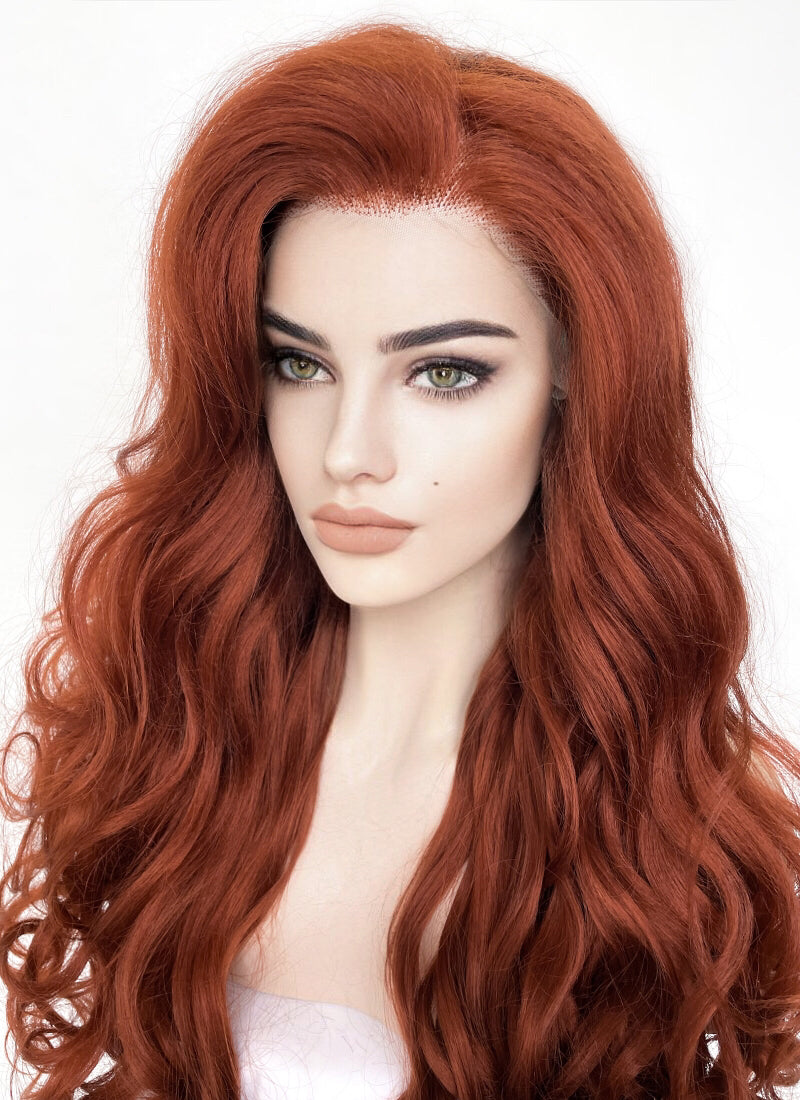 Auburn Wavy Yaki Lace Front Synthetic Wig LF5161
