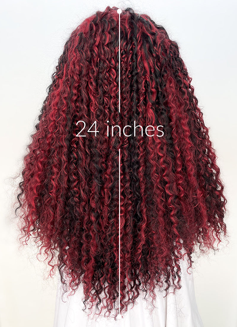 Red Mixed Black Curly Lace Front Synthetic Wig LF5162
