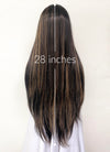 Dark Brown With Golden Brown Highlights Straight Lace Front Synthetic Wig LF5169