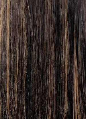 Dark Brown With Golden Brown Highlights Straight Lace Front Synthetic Wig LF5169