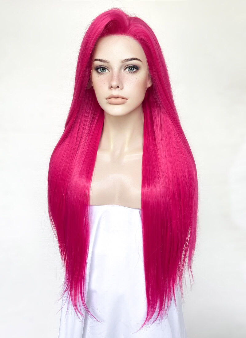 Hot Pink Straight Lace Front Synthetic Hair Wig LF5171