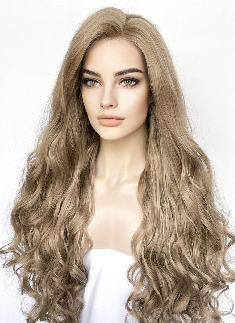 Ash Blonde Wavy Lace Front Synthetic Hair Wig LF5173