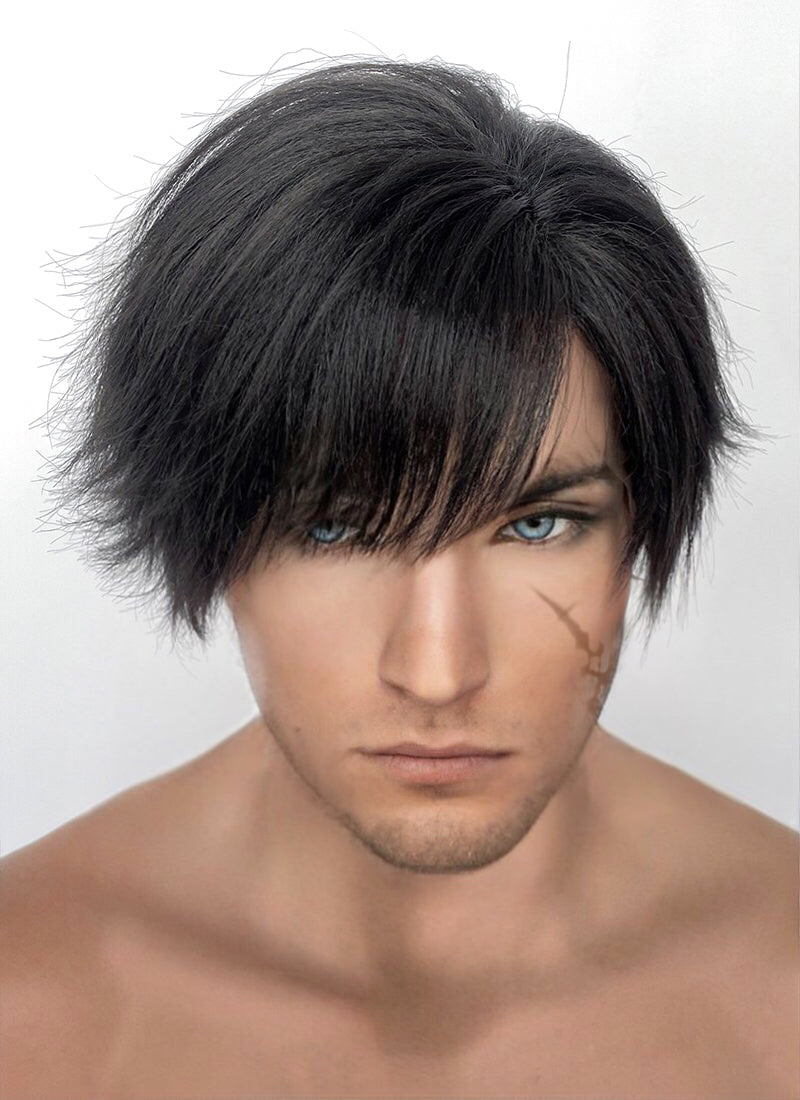 Final Fantasy XVI Clive Rosfield Jet Black Straight Yaki Lace Front Synthetic Men's Wig LF6012