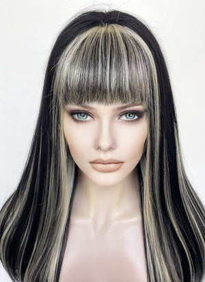 Blonde Mixed Black Straight Lace Front Synthetic Wig LF6015