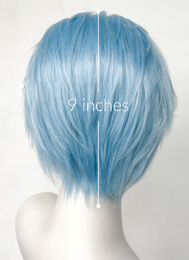 Pastel Blue Straight Lace Front Synthetic Men's Wig LF6021