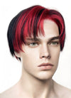 Black Mixed Red Straight Lace Front Synthetic Men's Wig LF6027