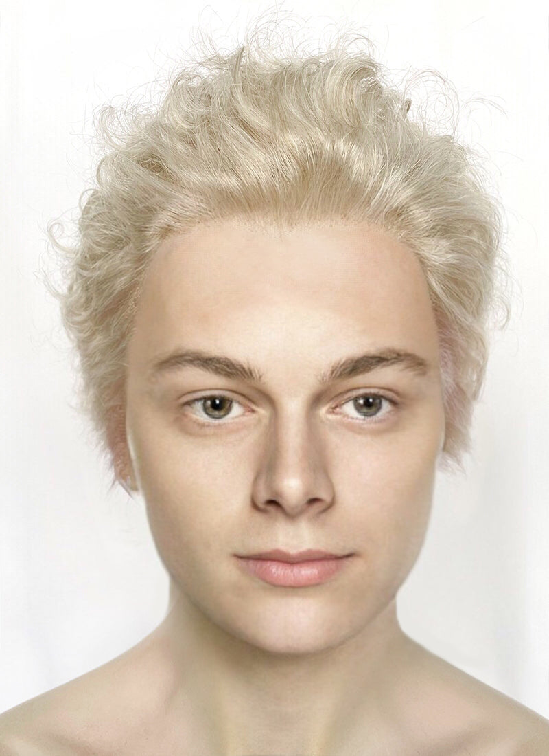 Good Omens Aziraphale Ash Blonde Curly Lace Front Synthetic Men's Wig LF6041