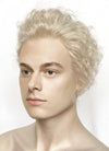 Good Omens Aziraphale Ash Blonde Curly Lace Front Synthetic Men's Wig LF6041