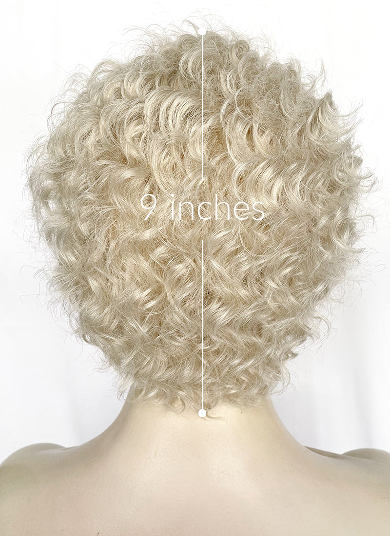 Good Omens Aziraphale Ash Blonde Curly Lace Front Synthetic Men's Wig LF6041