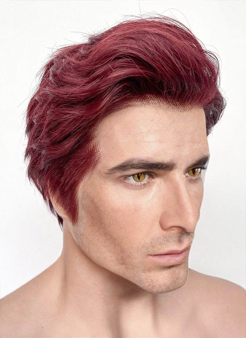 Good Omens Crowley Dark Burgundy Straight Lace Front Synthetic Men's Wig LF6045