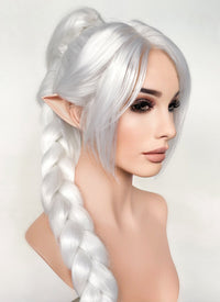 Baldur's Gate 3 Shadowheart White Yaki Straight Lace Front Synthetic Wig With Ponytial Extension LF6048