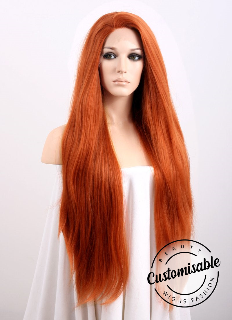 Straight Auburn Yaki Lace Wig CLF624 (Customisable)