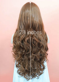 Chestnut Brown Wavy Lace Front Synthetic Wig LF667J