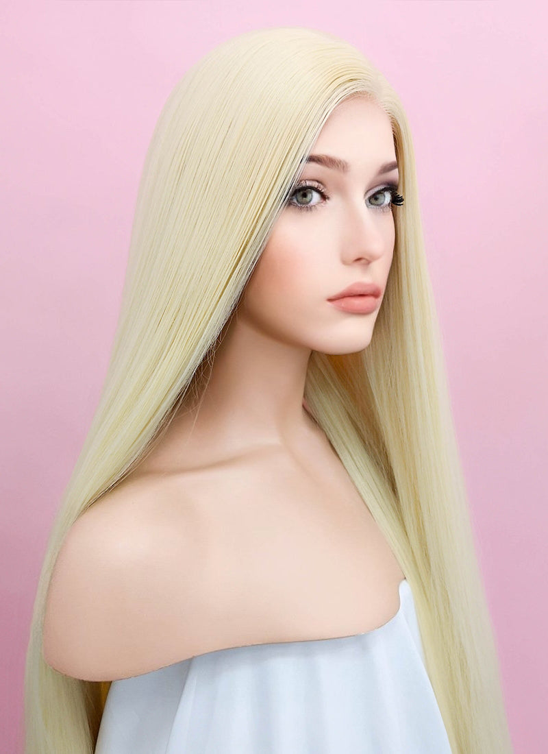 Straight Yaki Blonde Lace Front Synthetic Wig LF701E