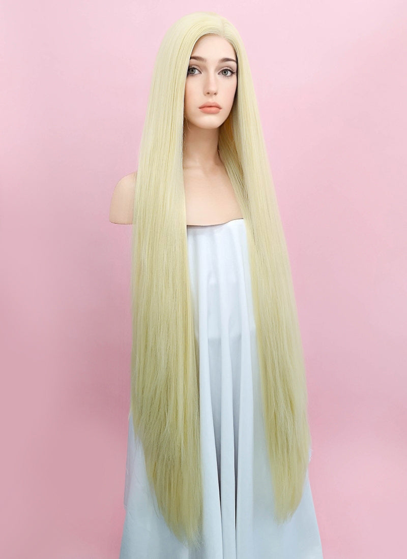 Straight Yaki Blonde Lace Front Synthetic Wig LF701E