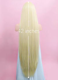 Straight Yaki Blonde Lace Front Synthetic Wig LF701E