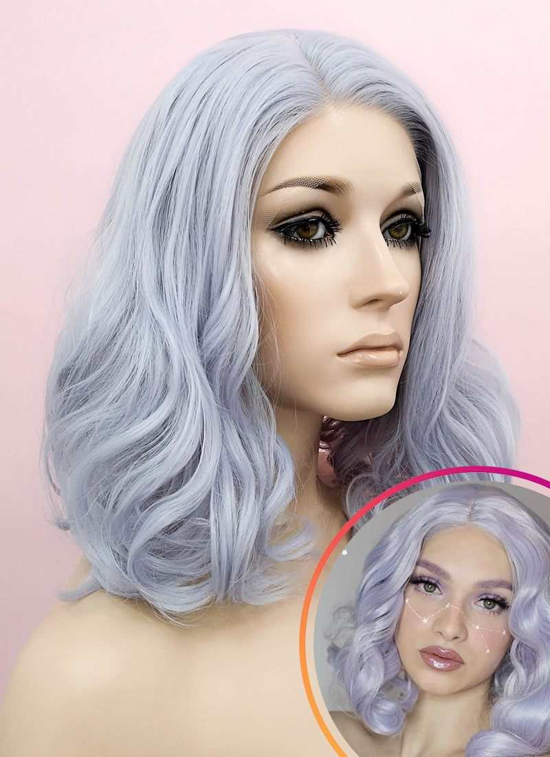Pastel Lilac Wavy Lace Front Synthetic Wig LF771D
