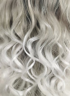 Wavy Black Grey White Ombre Lace Front Synthetic Wig LF781