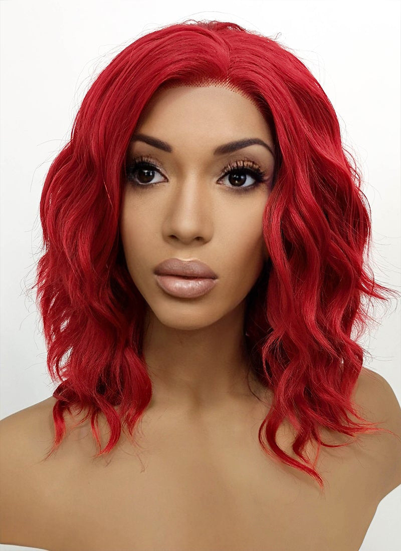 Red Wavy Lace Front Synthetic Wig LFB408