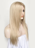 Ash Blonde Straight Layered Hush Cut Lace Front Synthetic Wig LFK5536A