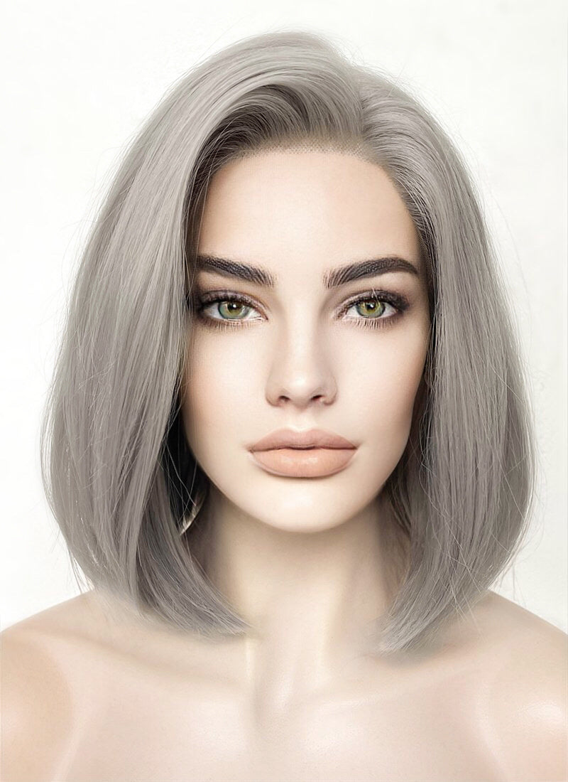 Grey Straight Bob Lace Front Synthetic Wig LFK5550