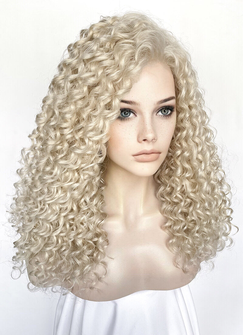 Ash Blonde Curly Lace Front Synthetic Wig LFK5553