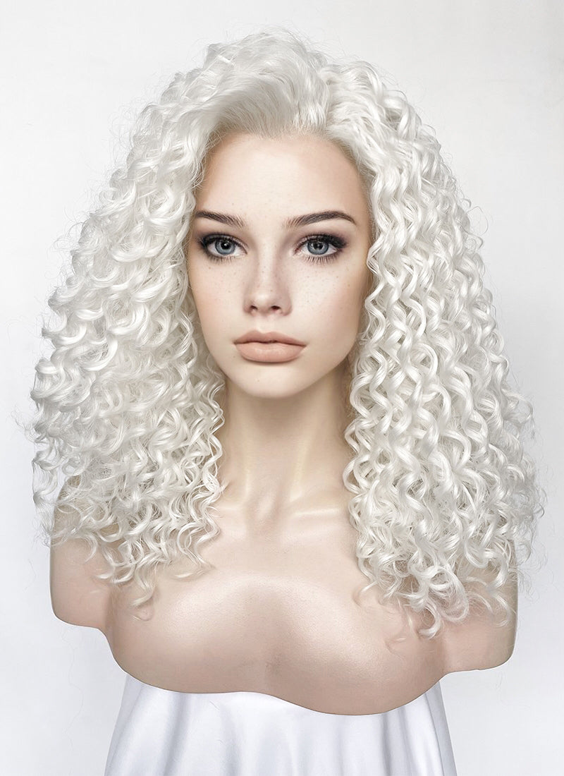 White Curly Lace Front Synthetic Wig LFK5555