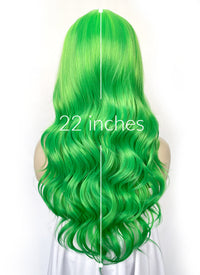 Yellow Green Ombre Wavy Lace Front Synthetic Hair Wig LFK5557