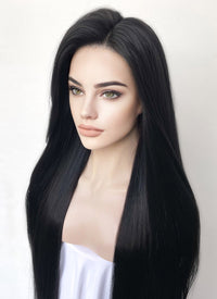 Black Straight 13" x 6" Lace Top Kanekalon Synthetic Hair Wig LFS018