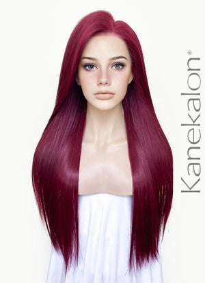Burgundy Straight 13" x 6" Lace Top Kanekalon Synthetic Wig LFS031