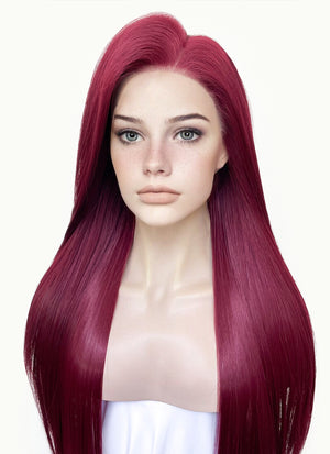 Burgundy Straight 13" x 6" Lace Top Kanekalon Synthetic Wig LFS031