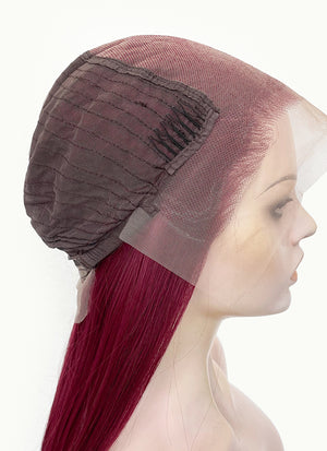 Burgundy Straight 13" x 6" Lace Top Kanekalon Synthetic Wig LFS031