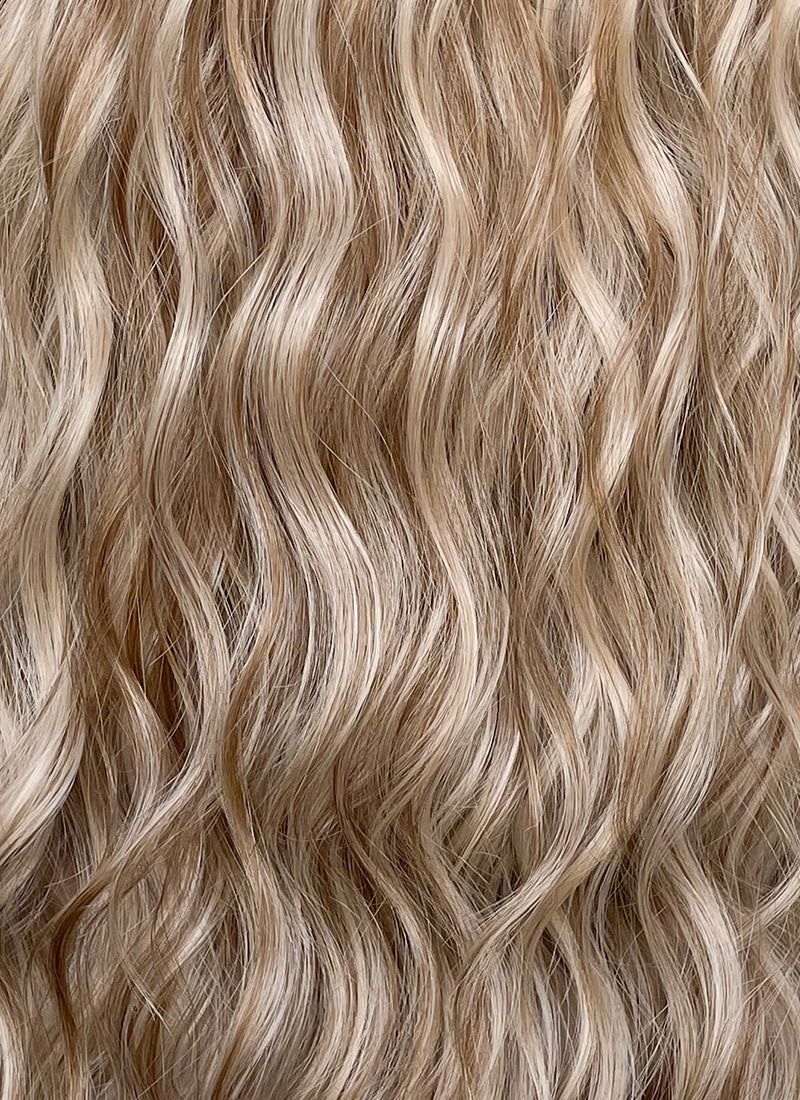 Blonde Mixed Brown With Dark Roots Wavy 13" x 6" Lace Top Kanekalon Synthetic Hair Wig LFS033